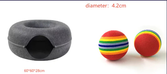 Round Woolen Cat Nest & Tunnel