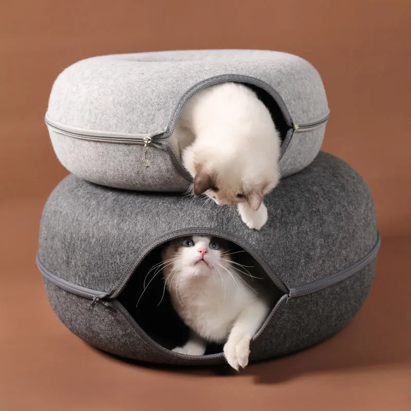 Round Woolen Cat Nest & Tunnel
