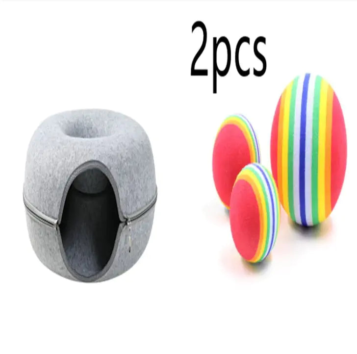 Round Woolen Cat Nest & Tunnel
