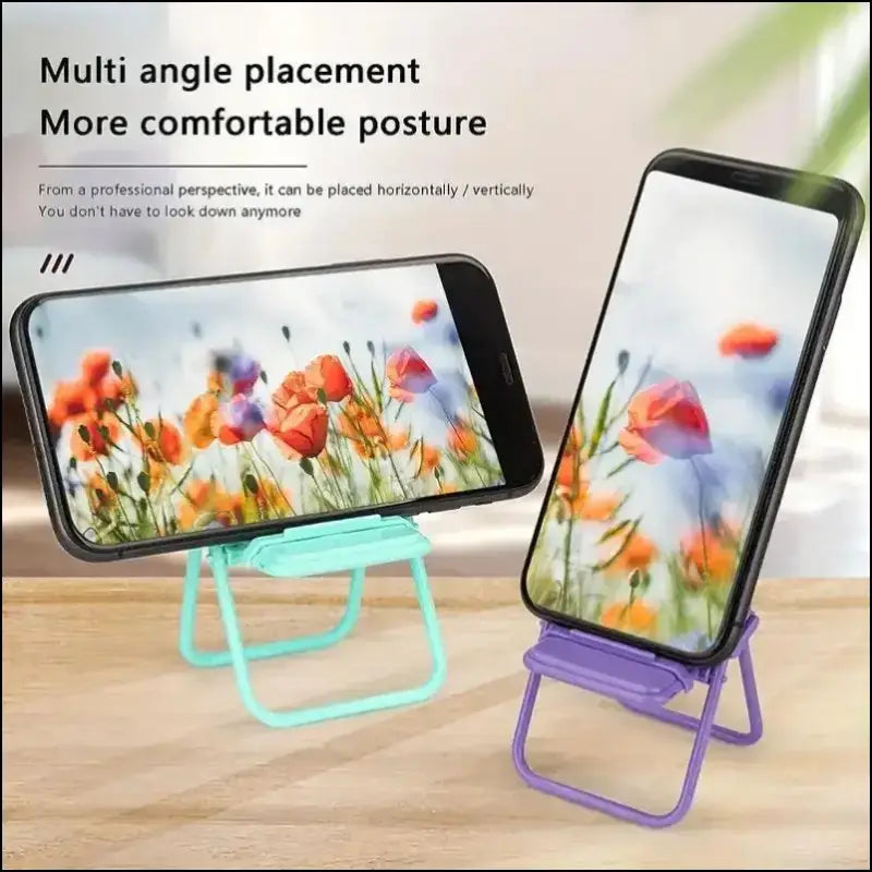 4pcs Cute Mini Chair Phone Stand – Creative Desktop Mobile Holder Foldable Lazy Drama for Decorative Ornaments