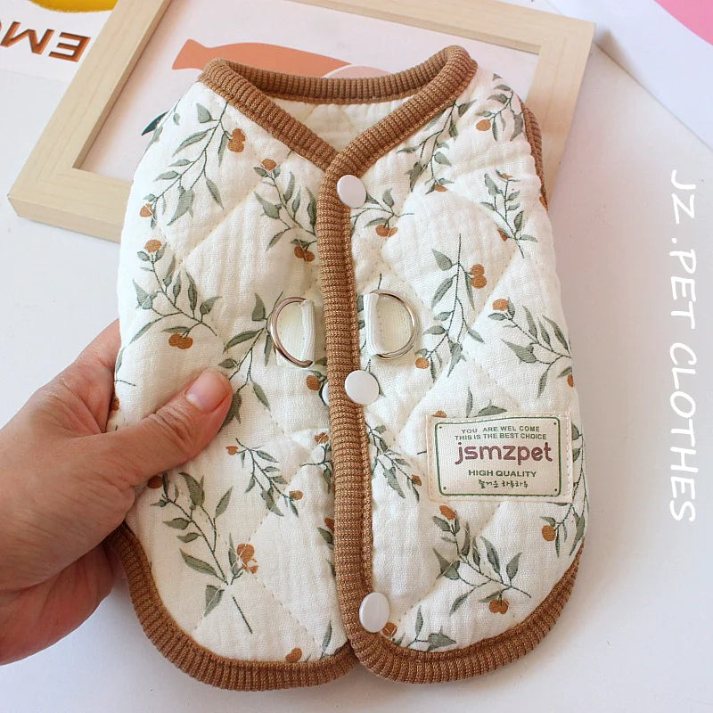 Pet Cozy Rabbit Print Velvet Coat