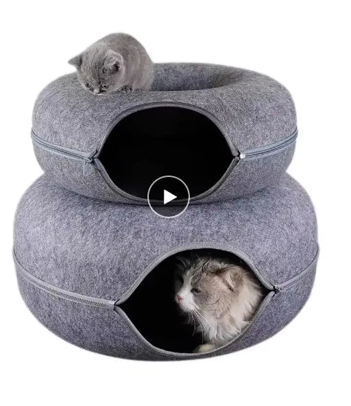 Round Woolen Cat Nest & Tunnel