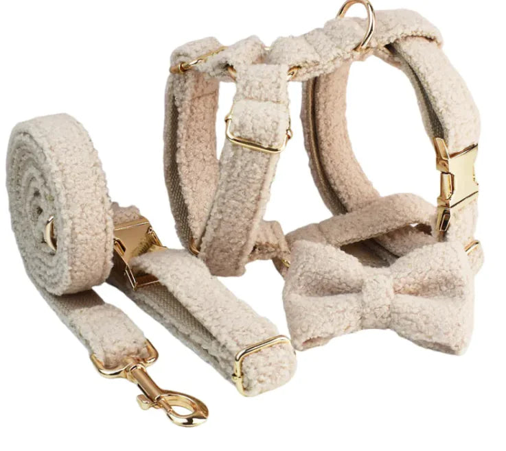 Minimalist Cream Pet Collar & Harness