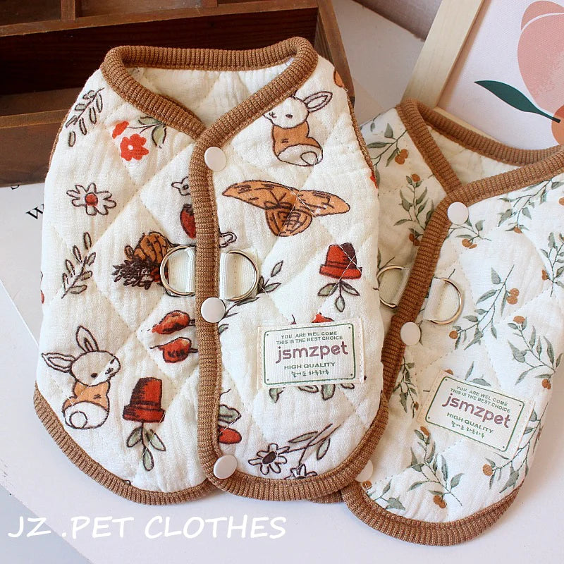 Pet Cozy Rabbit Print Velvet Coat