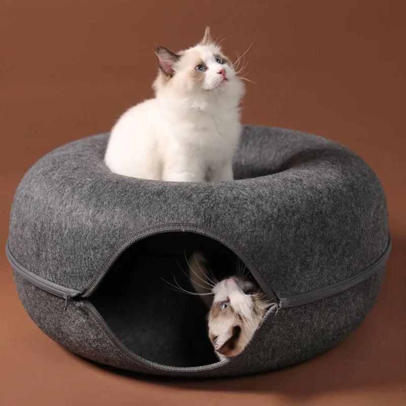 Round Woolen Cat Nest & Tunnel