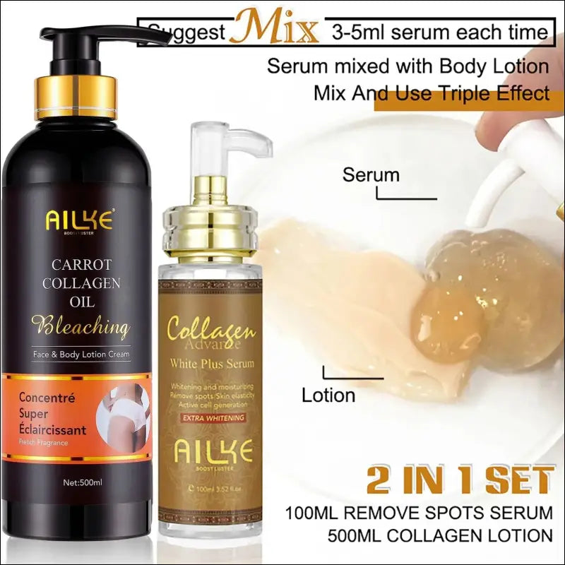 AILKE Skin Whitening Face Serum with Organic Collagen - Spot Reduction Moisturizing Lightening and Even Tone Body