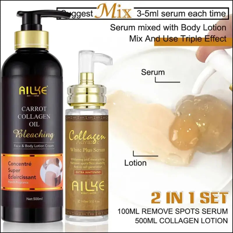 AILKE Skin Whitening Face Serum with Organic Collagen - Spot Reduction Moisturizing Lightening and Even Tone Body