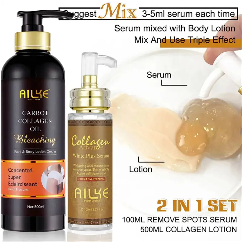 AILKE Skin Whitening Face Serum with Organic Collagen - Spot Reduction Moisturizing Lightening and Even Tone Body
