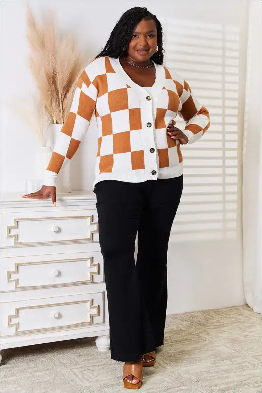 Angel Wings Double Take Button-Up V-Neck Dropped Shoulder Cardigan