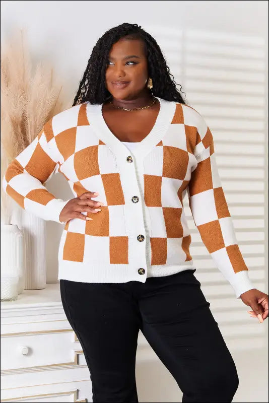 Angel Wings Double Take Button-Up V-Neck Dropped Shoulder Cardigan