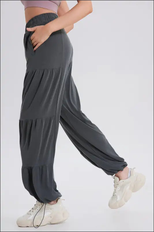Basic Bae Drawstring Elastic Waist Ruched Joggers