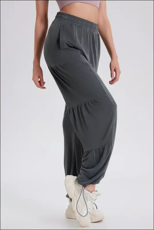 Basic Bae Drawstring Elastic Waist Ruched Joggers