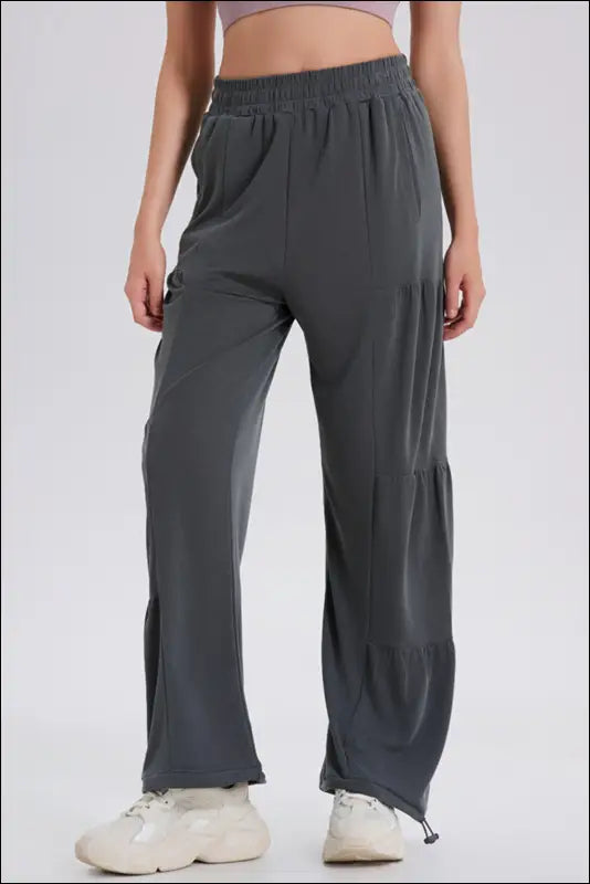 Basic Bae Drawstring Elastic Waist Ruched Joggers - Moss / S