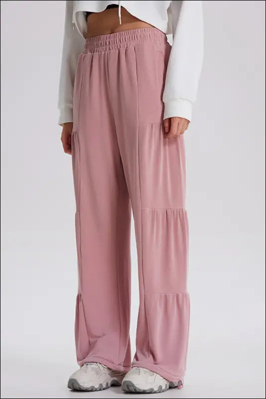 Basic Bae Drawstring Elastic Waist Ruched Joggers - Pale Blush / S