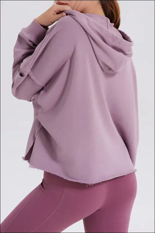 Basic Bae Drawstring Frayed Hem Long Sleeve Hoodie