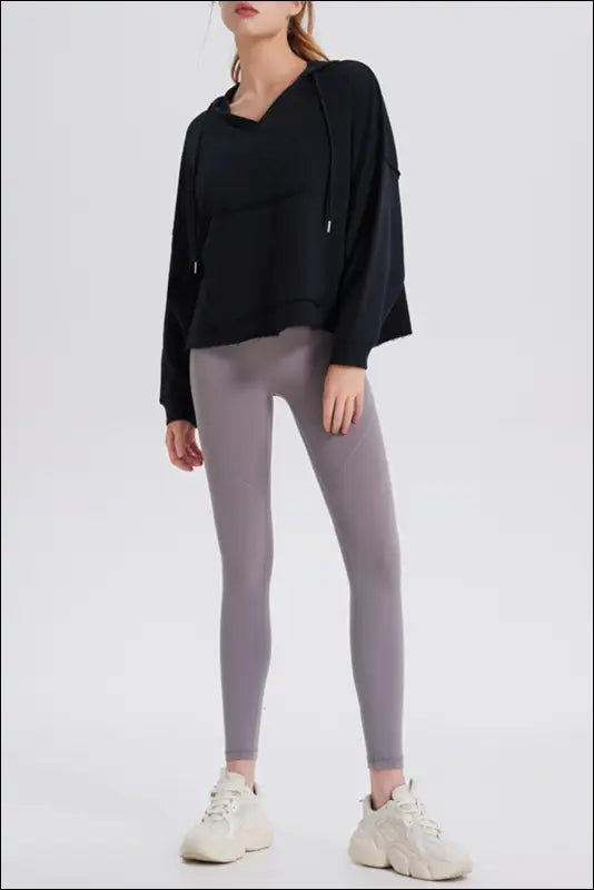 Basic Bae Drawstring Frayed Hem Long Sleeve Hoodie