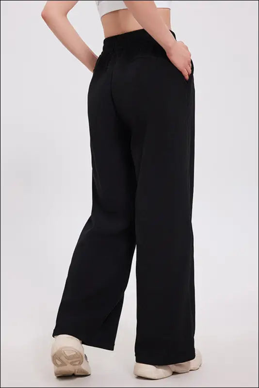 Basic Bae Elastic Waist Wide Leg Pants - Black / S