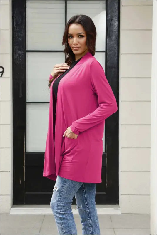 Basic Bae Full Size Open Front Long Sleeve Cardigan with Pockets