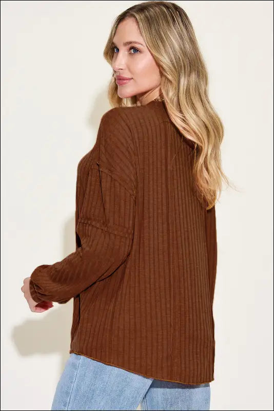 Basic Bae Full Size Ribbed Round Neck Long Sleeve T-Shirt