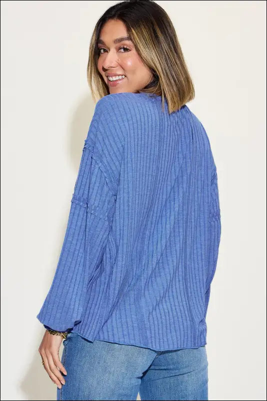 Basic Bae Full Size Ribbed Round Neck Long Sleeve T-Shirt