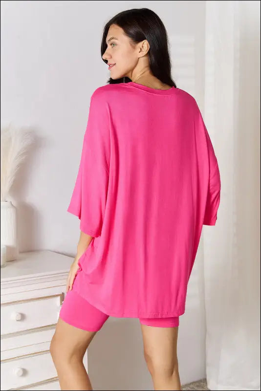 Basic Bae Full Size Soft Rayon Three-Quarter Sleeve Top and Shorts Set