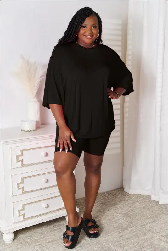 Basic Bae Full Size Soft Rayon Three-Quarter Sleeve Top and Shorts Set