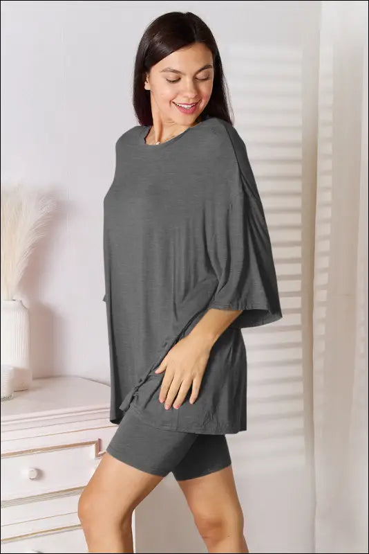 Basic Bae Full Size Soft Rayon Three-Quarter Sleeve Top and Shorts Set