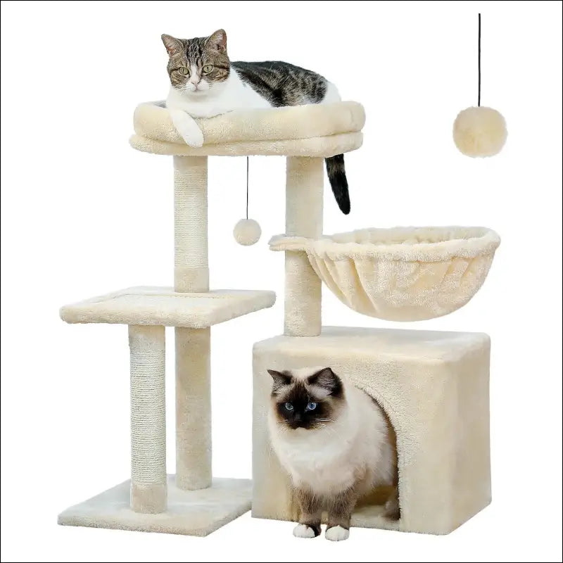 Cat Tree Tower for Indoor Cats with Scratching Posts Big Hammock & Removable Perch – 2 Styles Grey Activity - tree