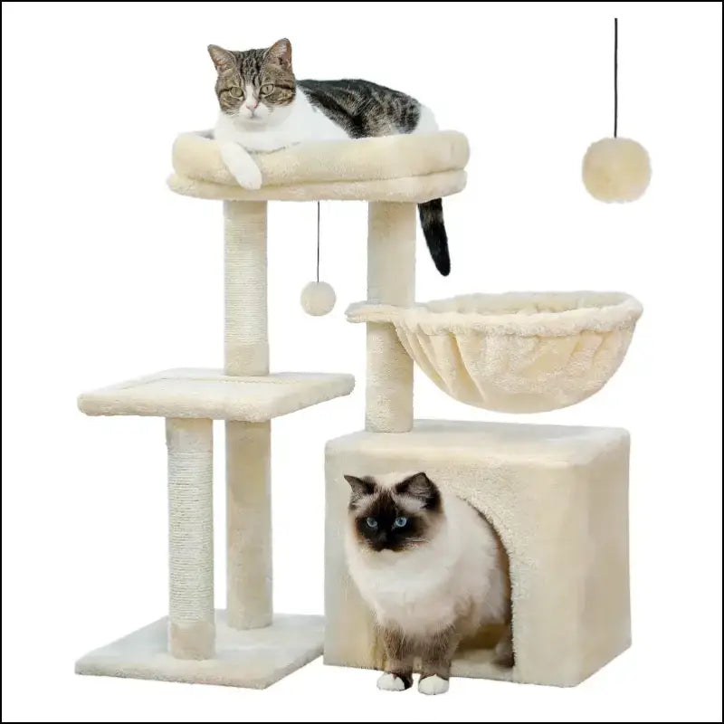 Cat Tree Tower for Indoor Cats with Scratching Posts Big Hammock & Removable Perch – 2 Styles Grey Activity - tree