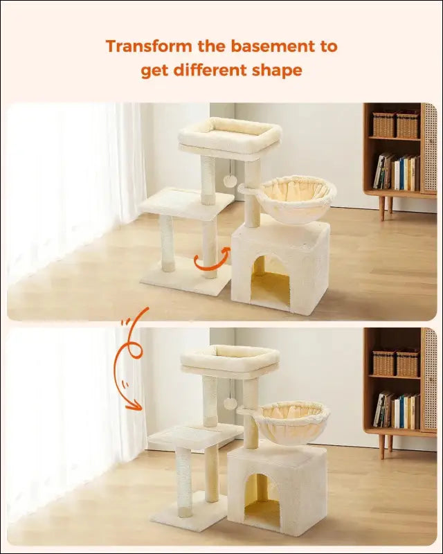 Cat Tree Tower for Indoor Cats with Scratching Posts Big Hammock & Removable Perch – 2 Styles Grey Activity - tree