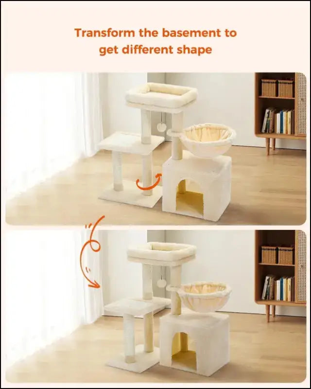 Cat Tree Tower for Indoor Cats with Scratching Posts Big Hammock & Removable Perch – 2 Styles Grey Activity - tree