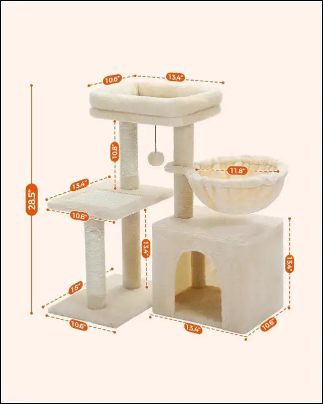 Cat Tree Tower for Indoor Cats with Scratching Posts Big Hammock & Removable Perch – 2 Styles Grey Activity - tree