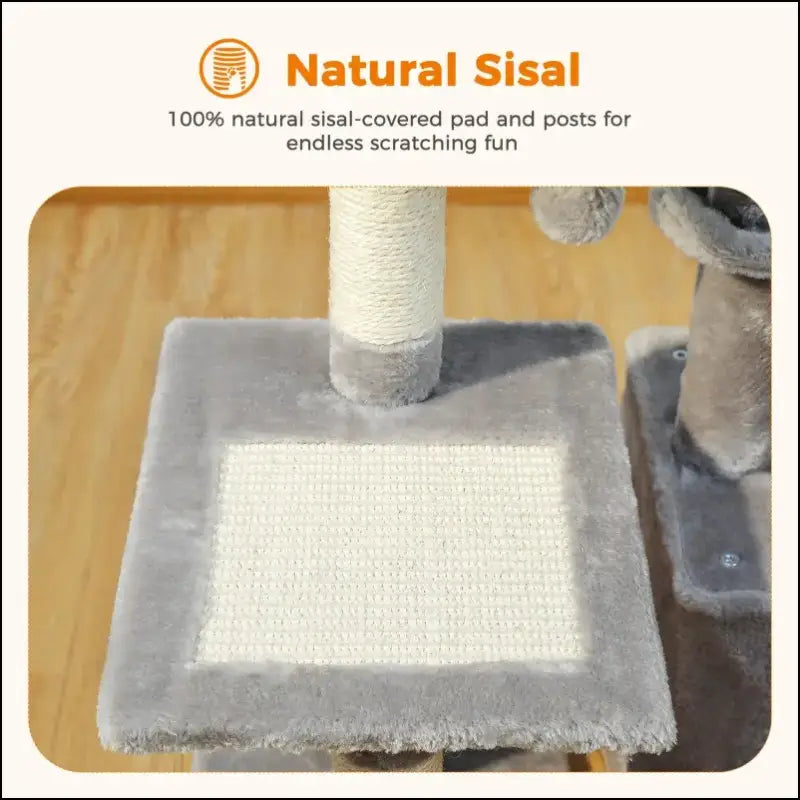 Cat Tree Tower for Indoor Cats with Scratching Posts Big Hammock & Removable Perch – 2 Styles Grey Activity - tree