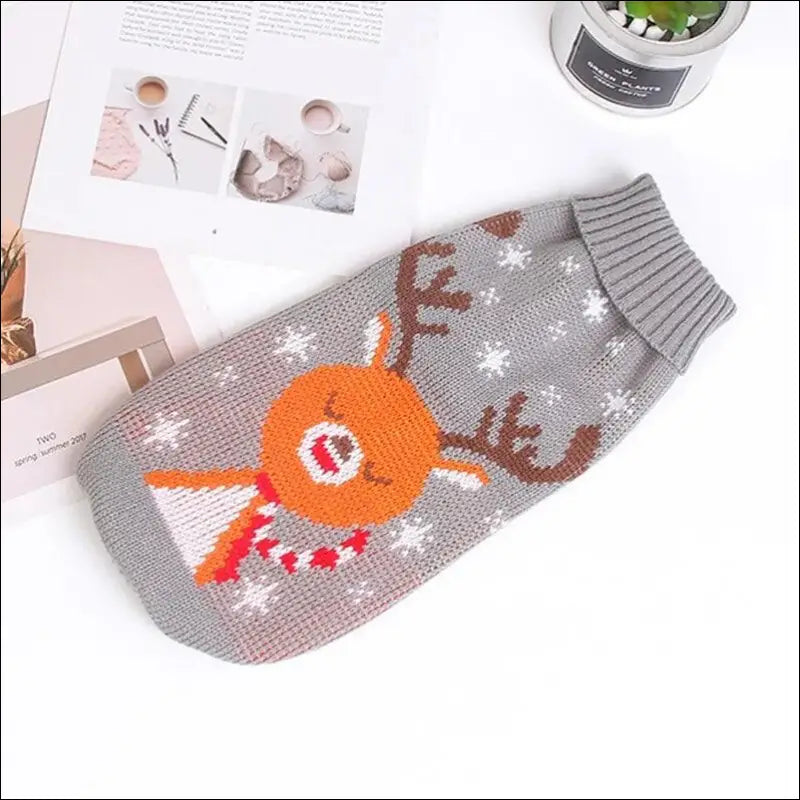 Cute Cat Sweater Costume - Winter Warm Pet Clothes for Cats Sphynx Pullover Cozy Apparel Gatos & Mascotas - Gray Deer