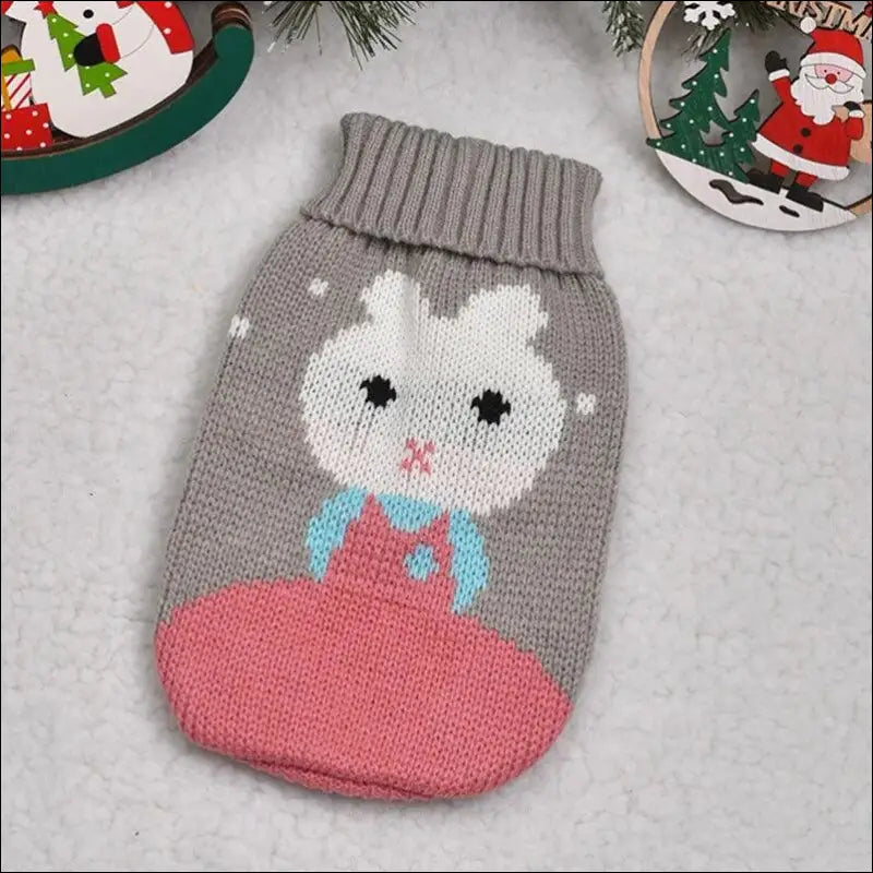 Cute Cat Sweater Costume - Winter Warm Pet Clothes for Cats Sphynx Pullover Cozy Apparel Gatos & Mascotas - Grey Rabbit