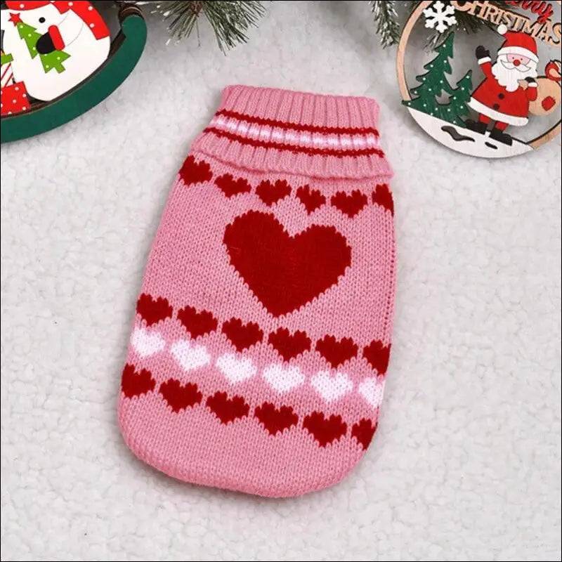 Cute Cat Sweater Costume - Winter Warm Pet Clothes for Cats Sphynx Pullover Cozy Apparel Gatos & Mascotas - Pink Love