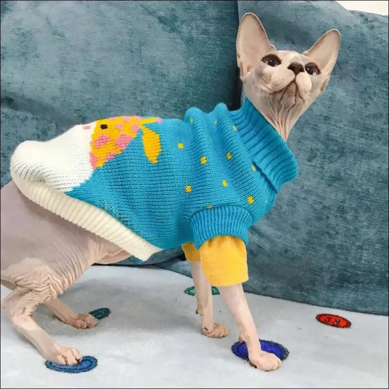 Cute Cat Sweater Costume - Winter Warm Pet Clothes for Cats Sphynx Pullover Cozy Apparel Gatos & Mascotas