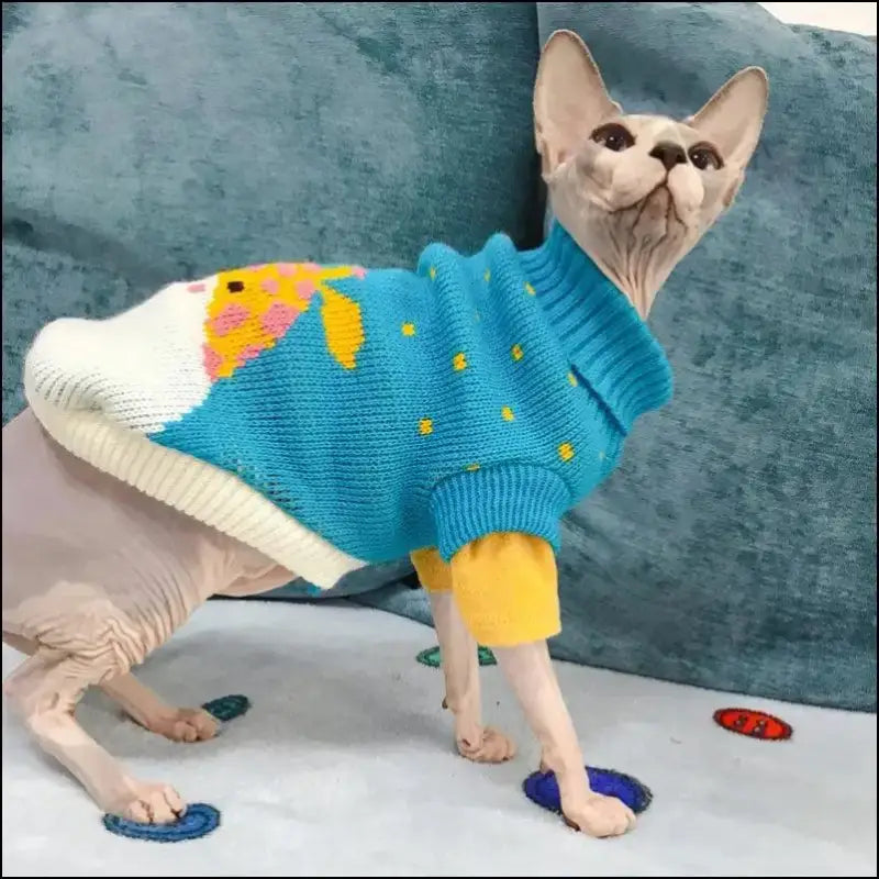 Cute Cat Sweater Costume - Winter Warm Pet Clothes for Cats Sphynx Pullover Cozy Apparel Gatos & Mascotas