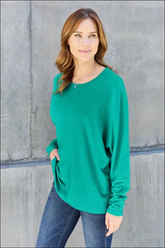 Double Take Full Size Round Neck Long Sleeve T-Shirt