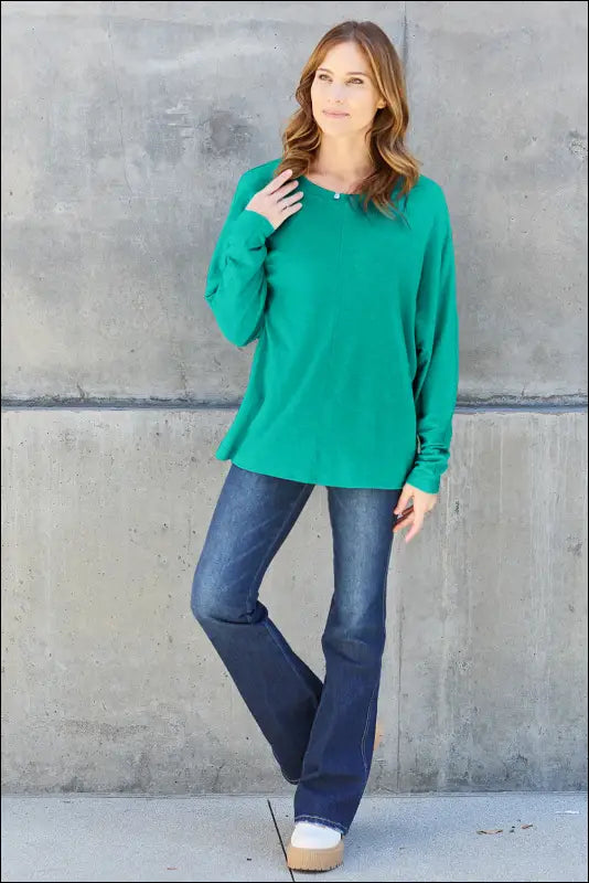 Double Take Full Size Round Neck Long Sleeve T-Shirt