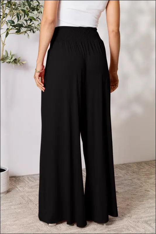 Double Take Full Size Smocked Wide Waistband Leg Pants