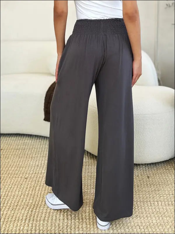 Double Take Full Size Smocked Wide Waistband Leg Pants