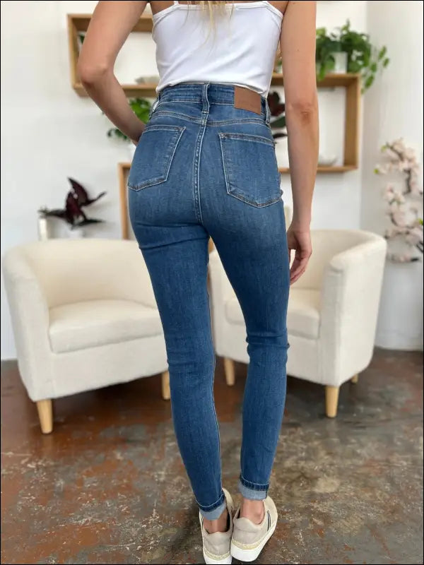 Judy Blue Full Size Cuffed Hem Skinny Jeans