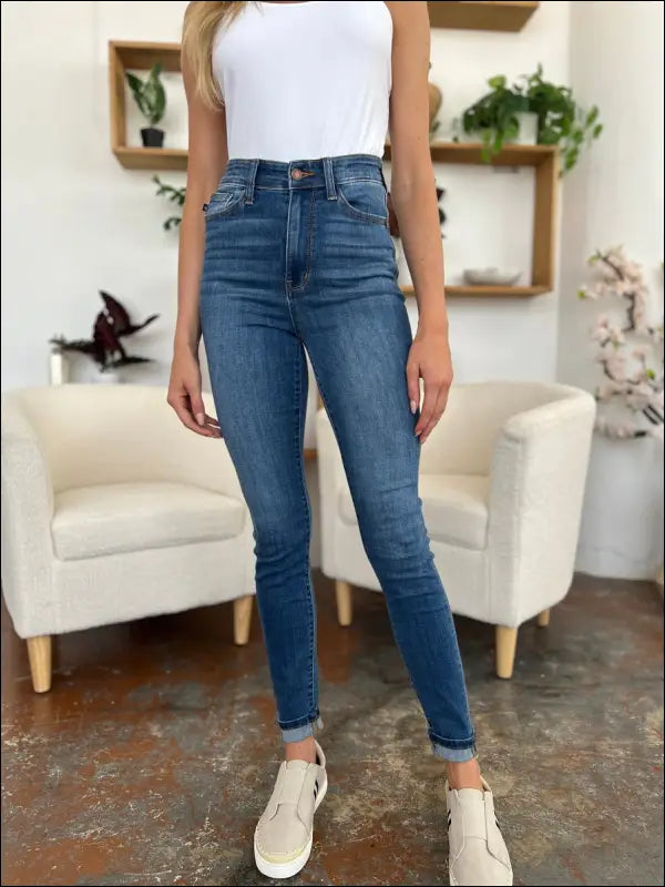 Judy Blue Full Size Cuffed Hem Skinny Jeans