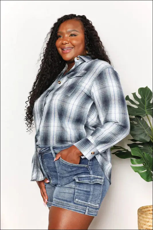 Mandy Plaid Dropped Shoulder Shirt