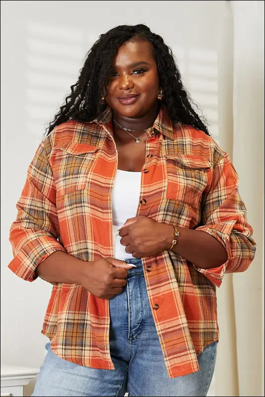 Mandy Plaid Dropped Shoulder Shirt - Ochre / S
