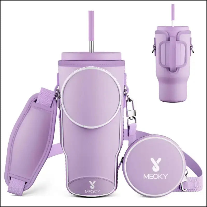 Meoky Pink Love Cup Sleeve | Reusable Portable Water Bottle Carrier for 40oz Large Capacity Cups | Fashionable Vacuum