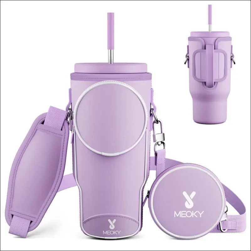 Meoky Pink Love Cup Sleeve | Reusable Portable Water Bottle Carrier for 40oz Large Capacity Cups | Fashionable Vacuum