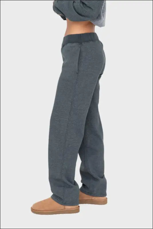 Mono B Elastic Waist Fleece Pants with Pockets