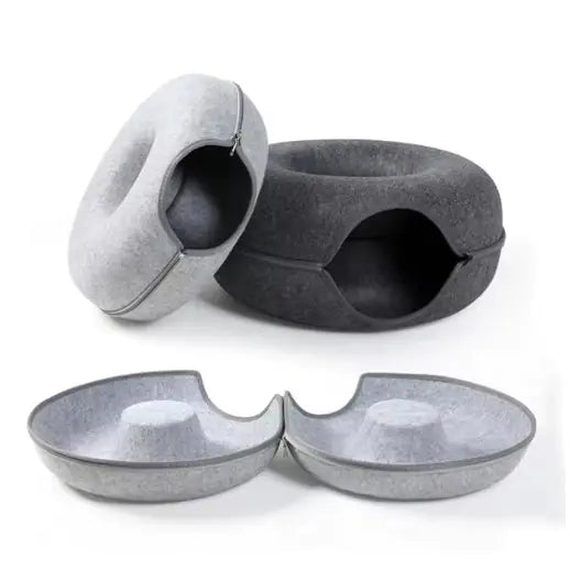 Round Woolen Cat Nest & Tunnel